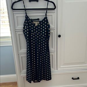 Michael Kors Navy Mini Dress with Gold Polka Dot Accents